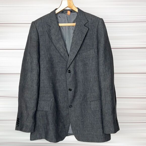 DANIEL HECHTER Paris Linen Blazer Suit Jacket Double Vents Single Breasted - Picture 1 of 12